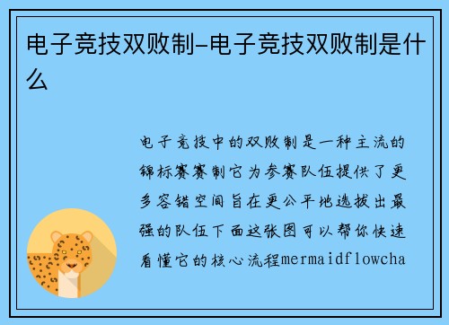 电子竞技双败制-电子竞技双败制是什么